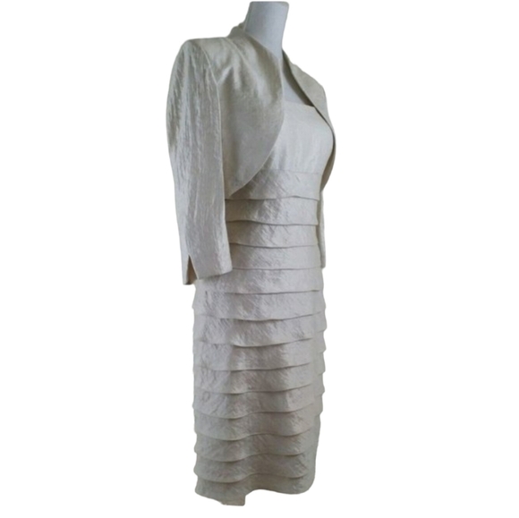 Jessica Howard ~Woman Size 8~Ivory Dress 2 PC. Evening Formal Bolero Jacket NWT - Picture 7 of 12